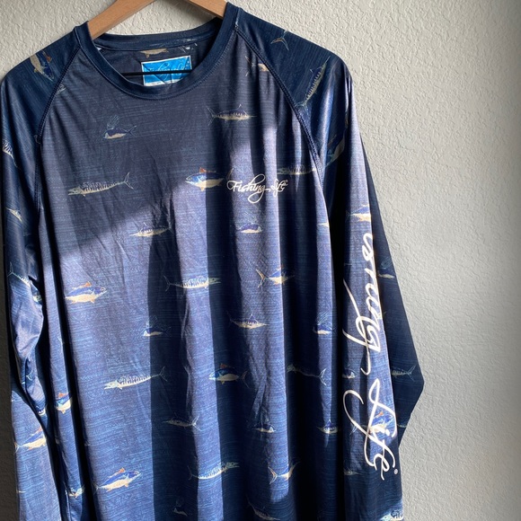 Fishing Life Sunproof Long Sleeve Dark Blue Large - New - Picture 5 of 8